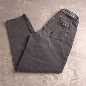 American Eagle Womens Mom Straight Ankle Jeans 4 Distressed Black Stretch